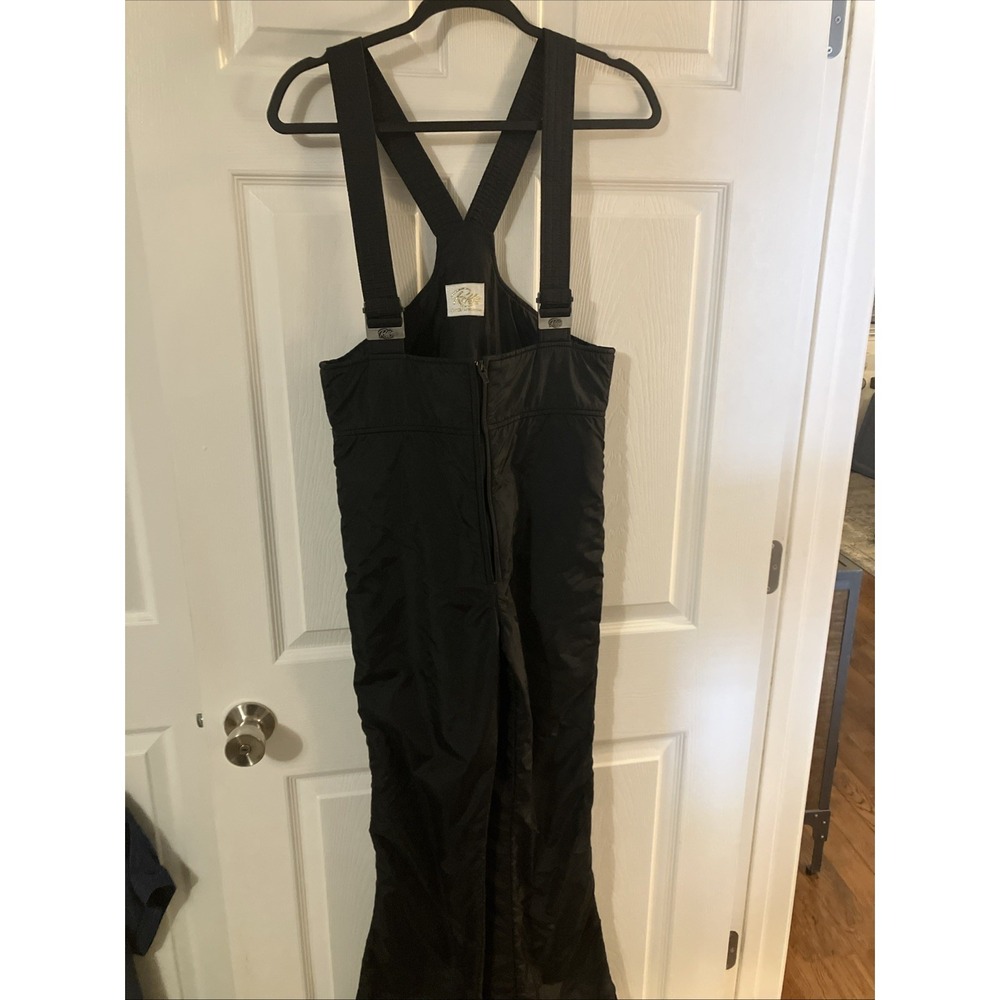 Robbe Skiwear Bib Women Black Vintage Snow Pants Zip Up